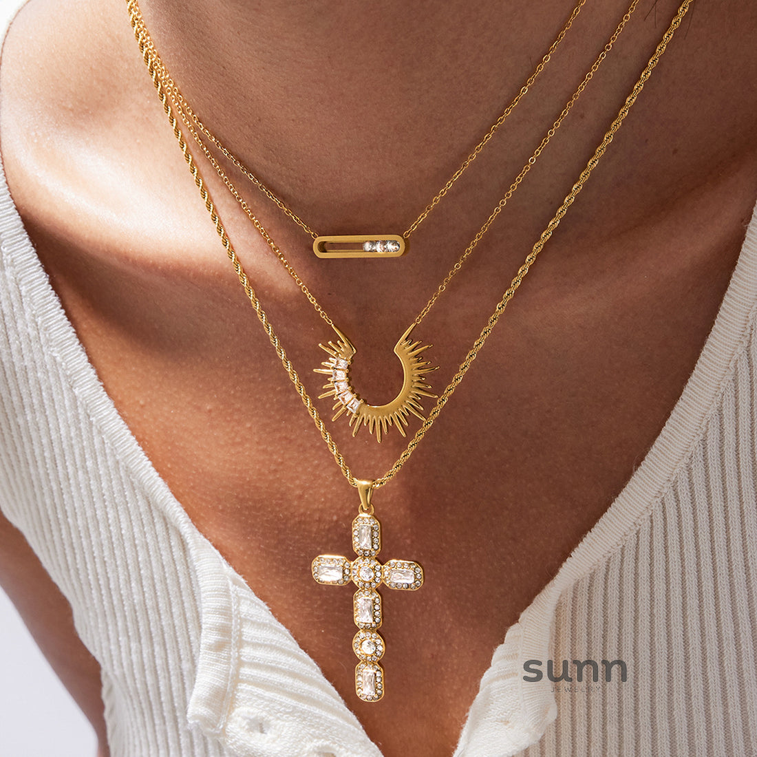 Shaina Rhinestone Interlocking Necklace [ZXGIB0T3]