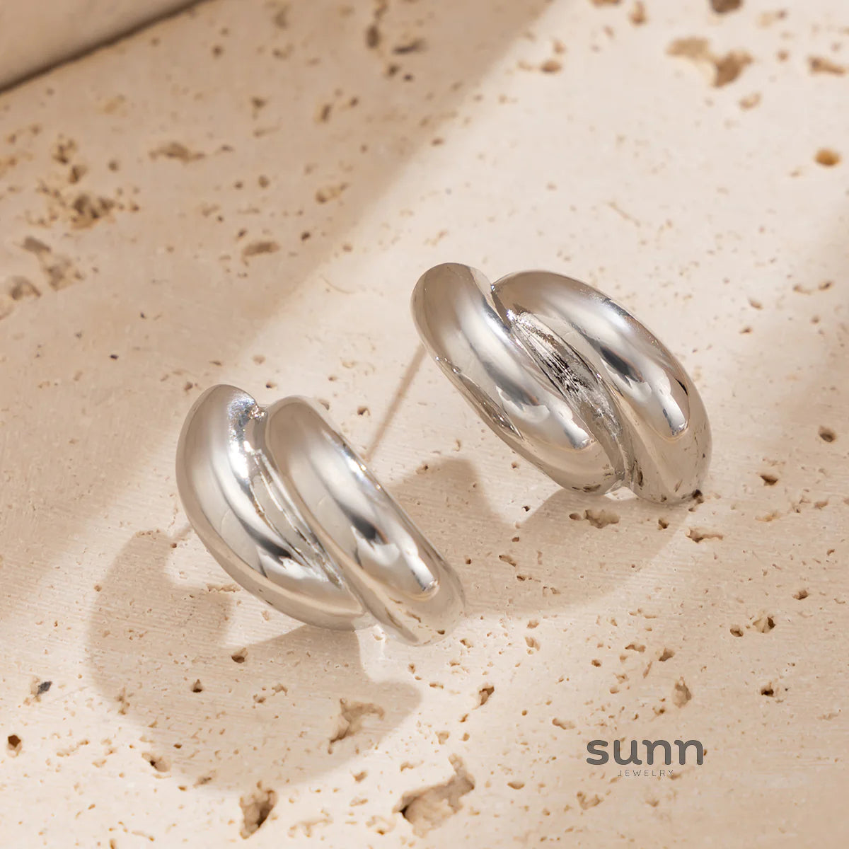 Shaira Sleek Double Layer Stud Earrings