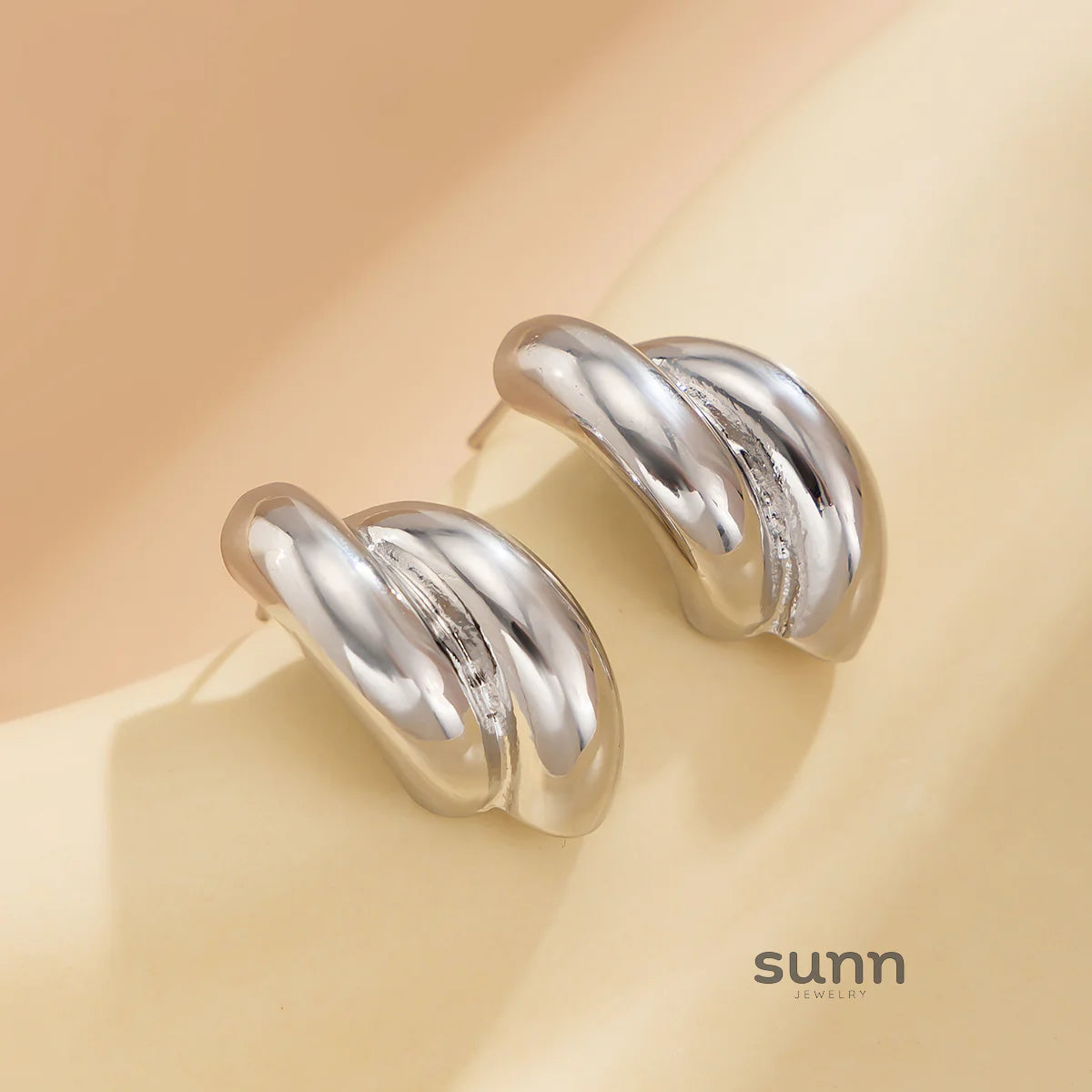 Shaira Sleek Double Layer Stud Earrings
