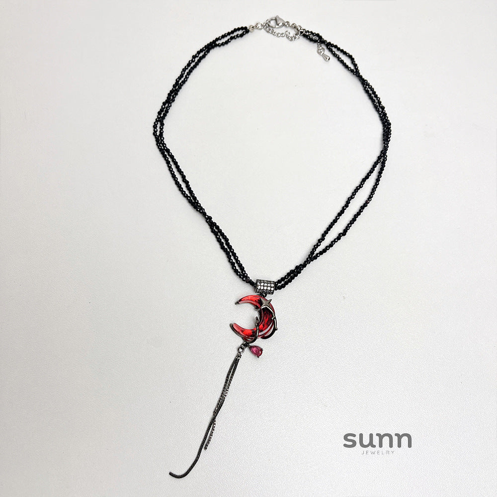 Shalom Red Zircon Crescent Earrings [B090ATLW]