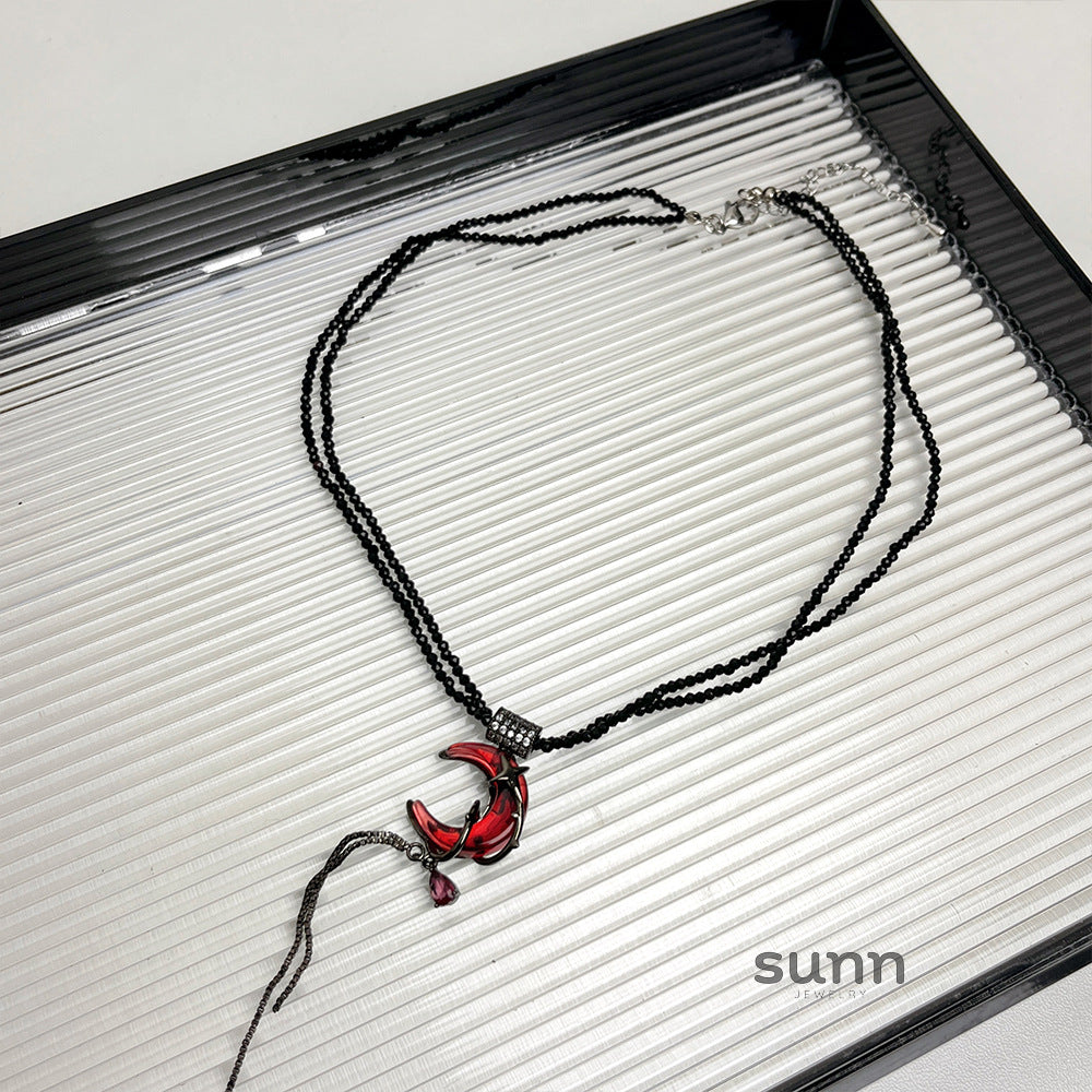Shalom Red Zircon Crescent Earrings [9NSXSLXD]