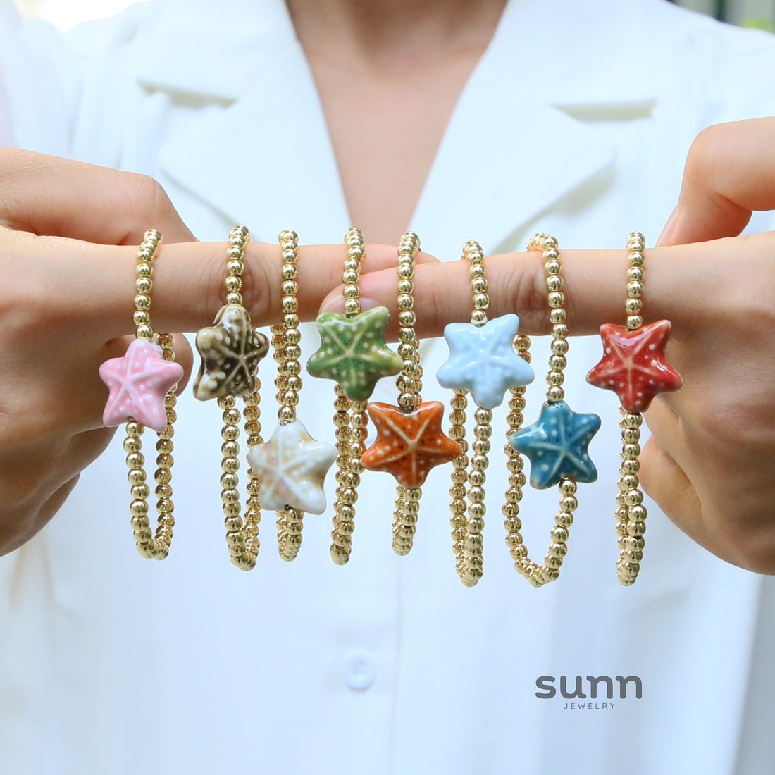 Shamiya Glazed Starfish Bracelet [M9Q3MHRV]