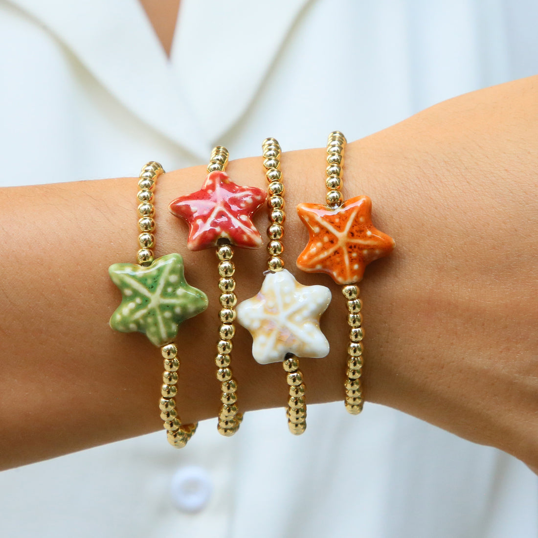 Shamiya Glazed Starfish Bracelet [M9Q3MHRV]