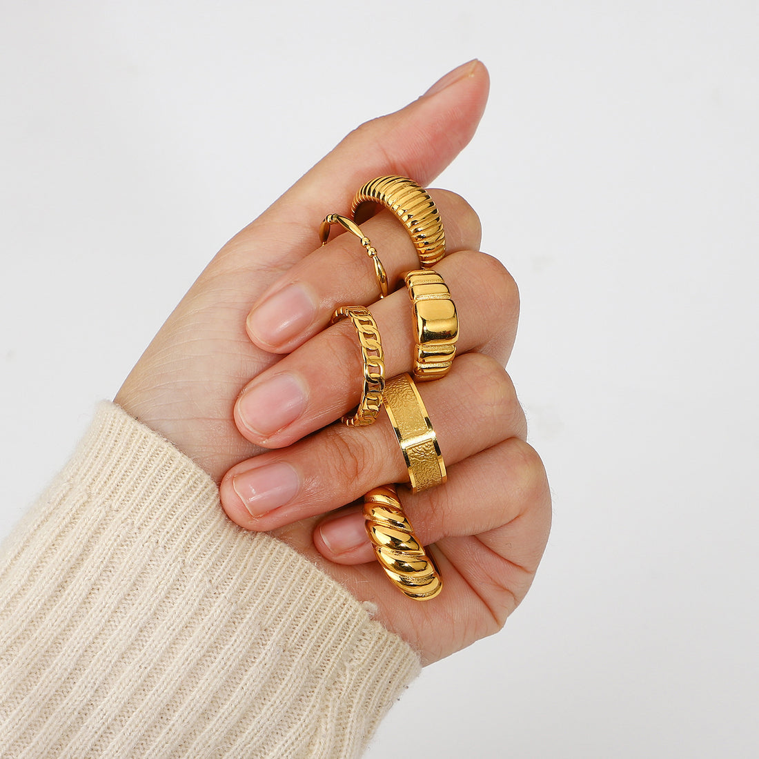 Shania Irregular Band Rings [QKR546GA]