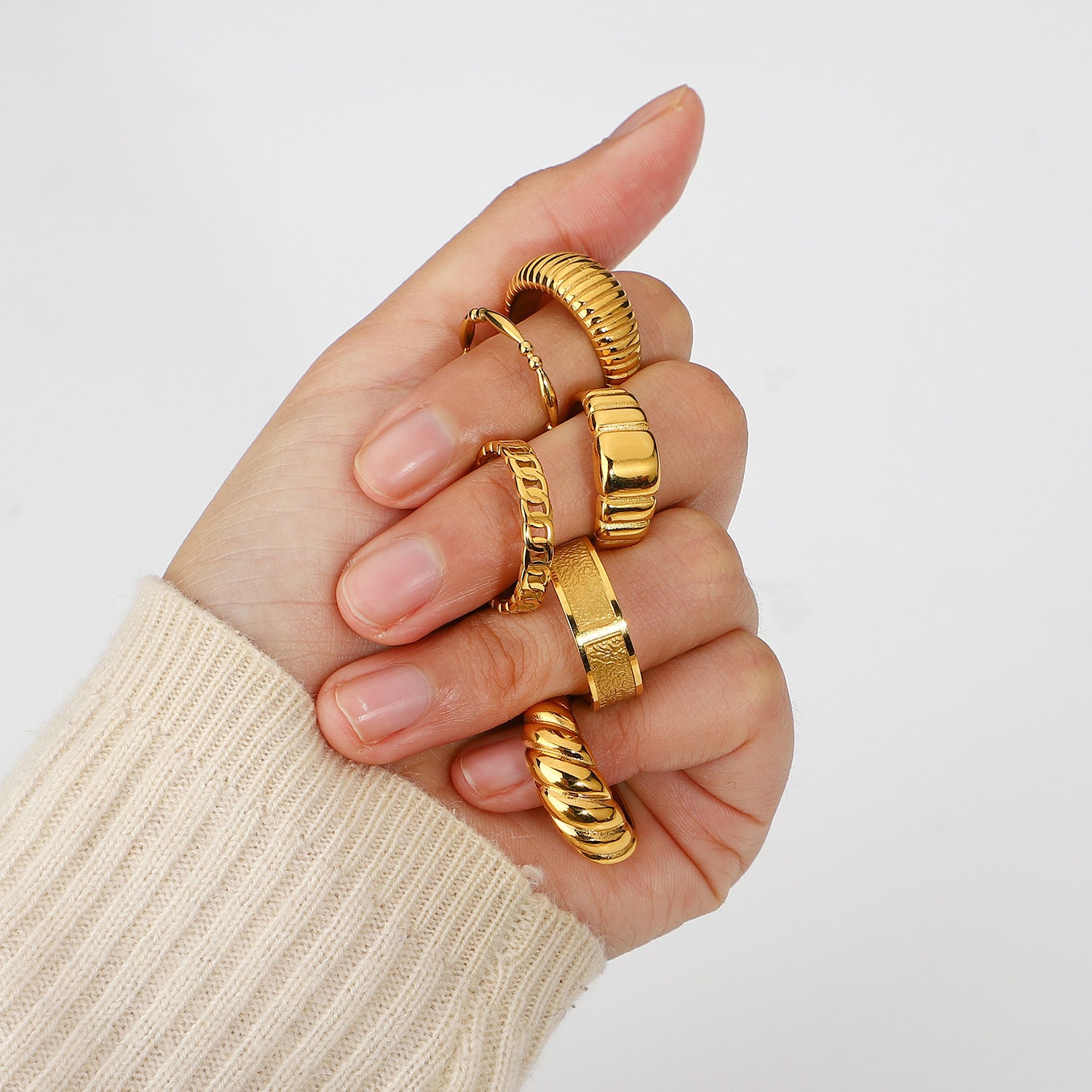Shania Irregular Band Rings [QKR546GA]