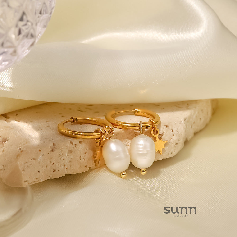 Sharlotte Freshwater Pearl Hoops [4G0NIZNH]