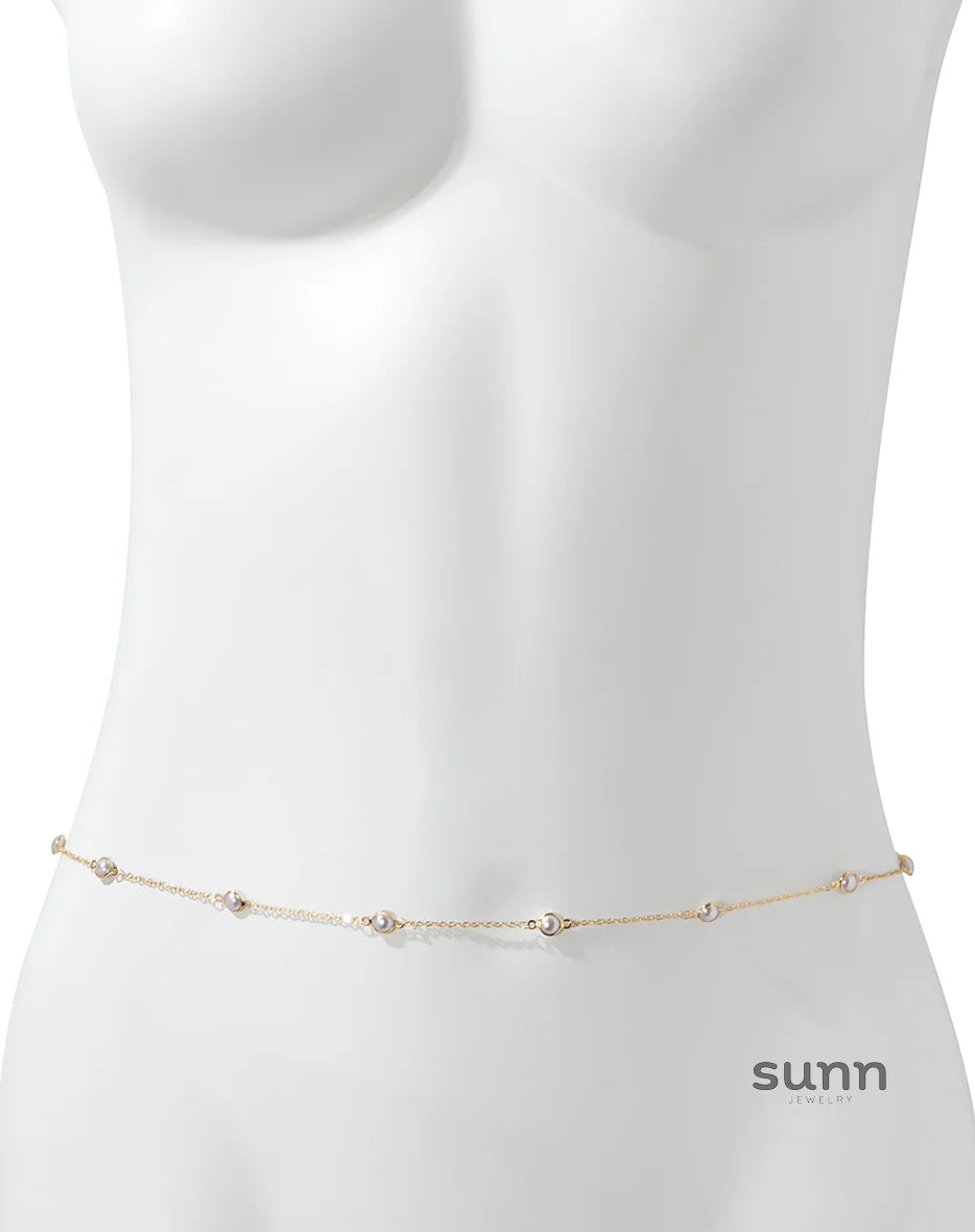 Shauna Delicate Pearl Body Chain