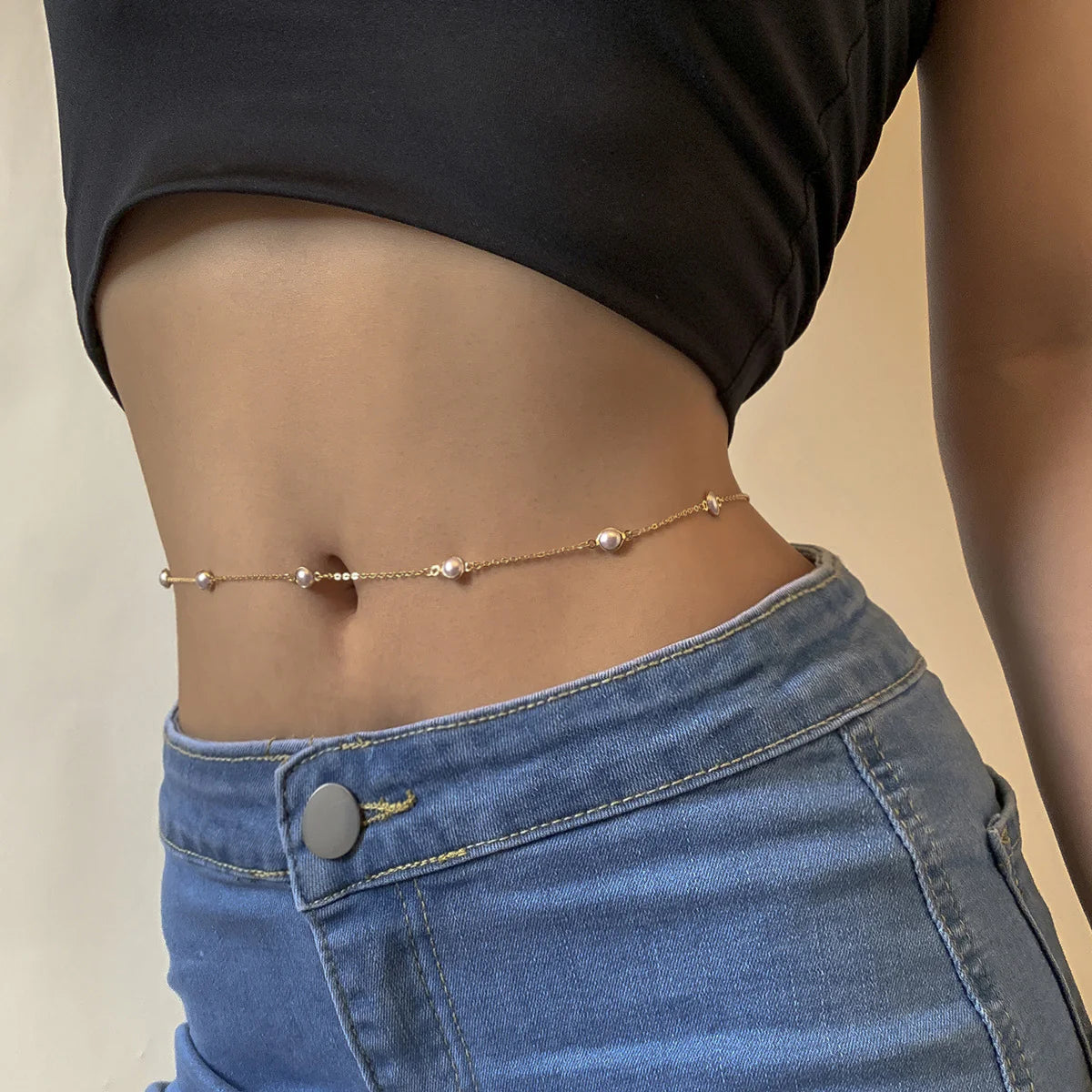 Shauna Delicate Pearl Body Chain