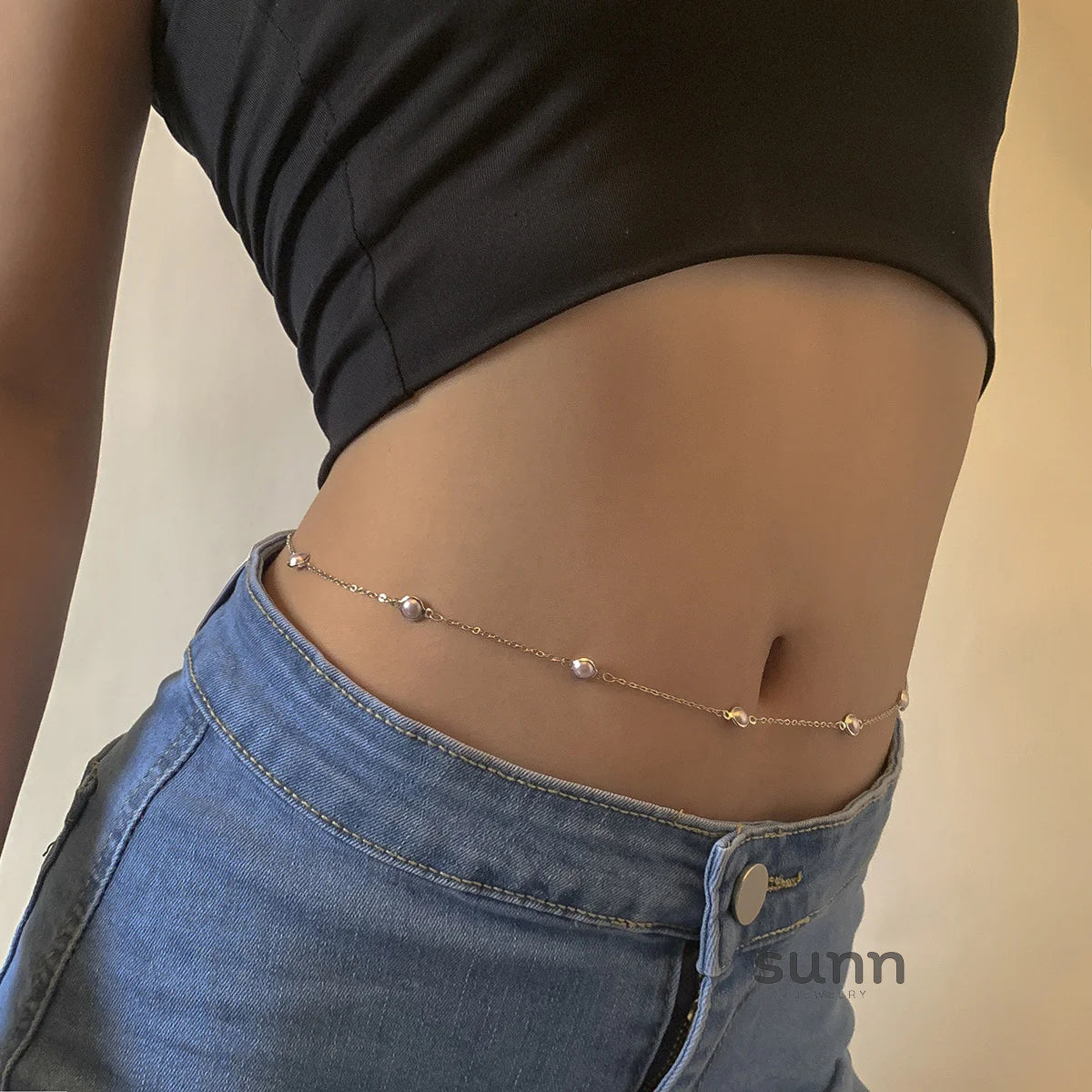 Shauna Delicate Pearl Body Chain