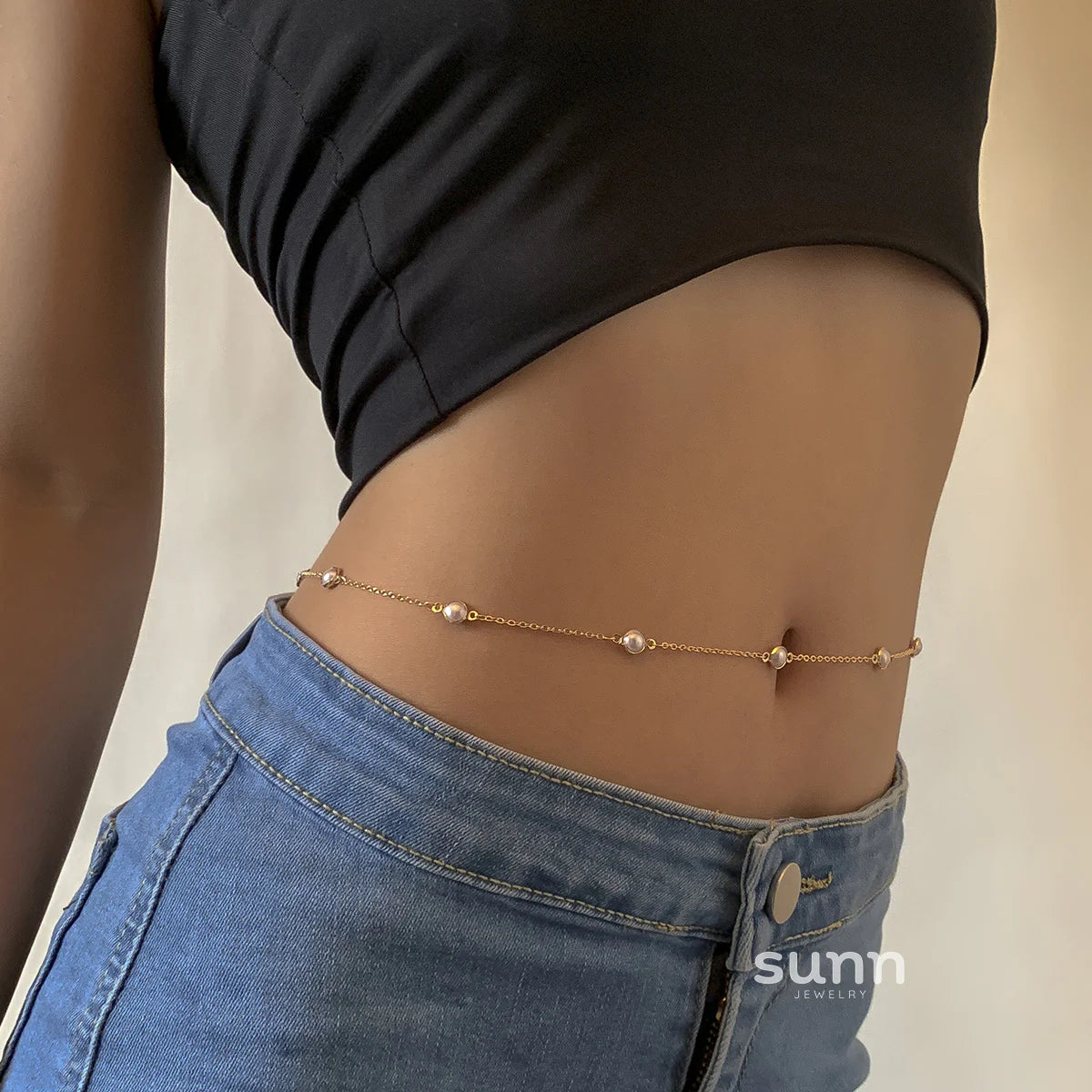 Shauna Delicate Pearl Body Chain