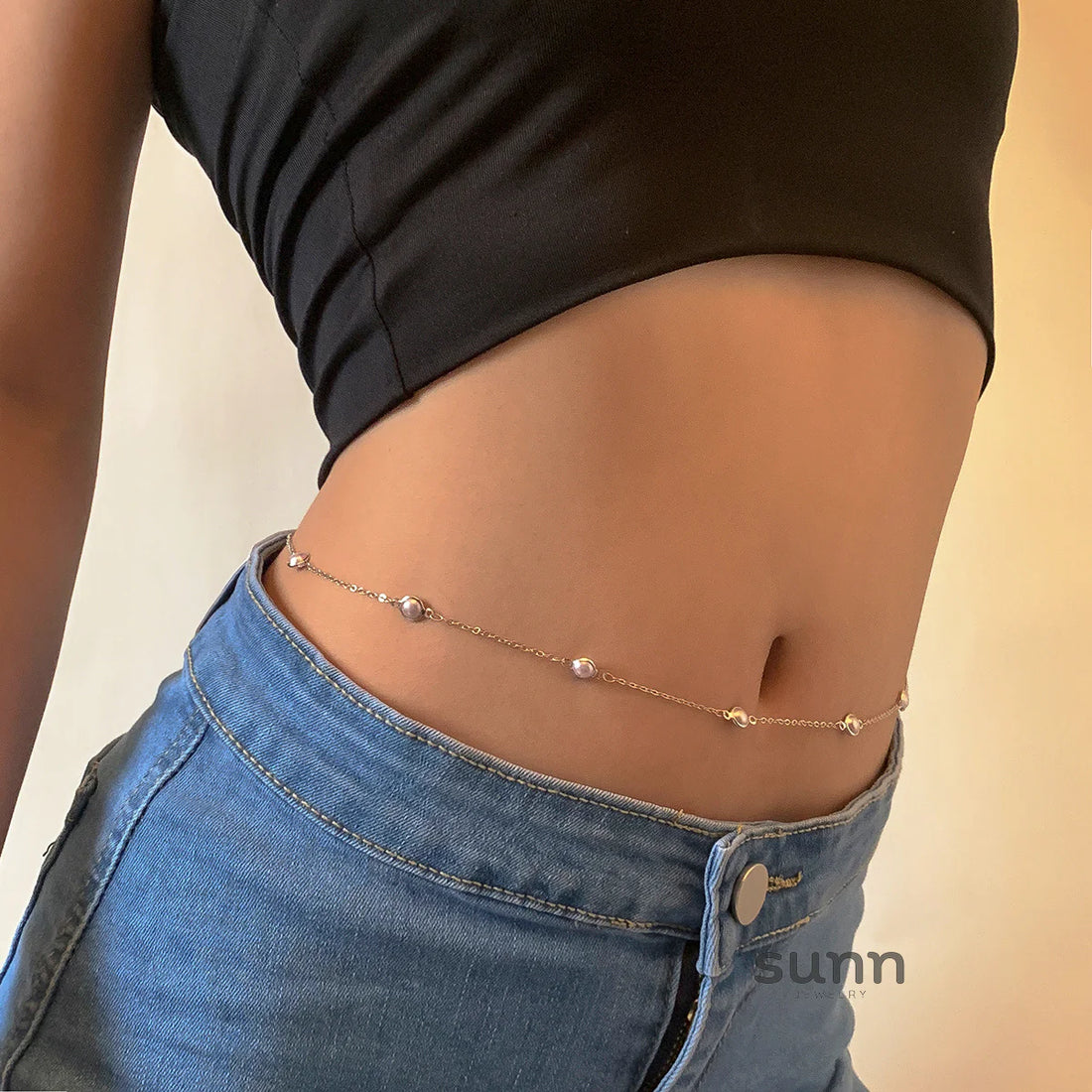 Shauna Delicate Pearl Body Chain