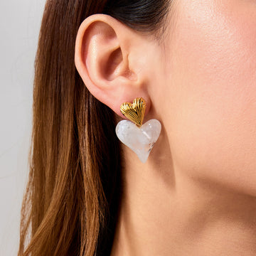 Shawna Sculptural Heart Earrings [4GELTA9L]