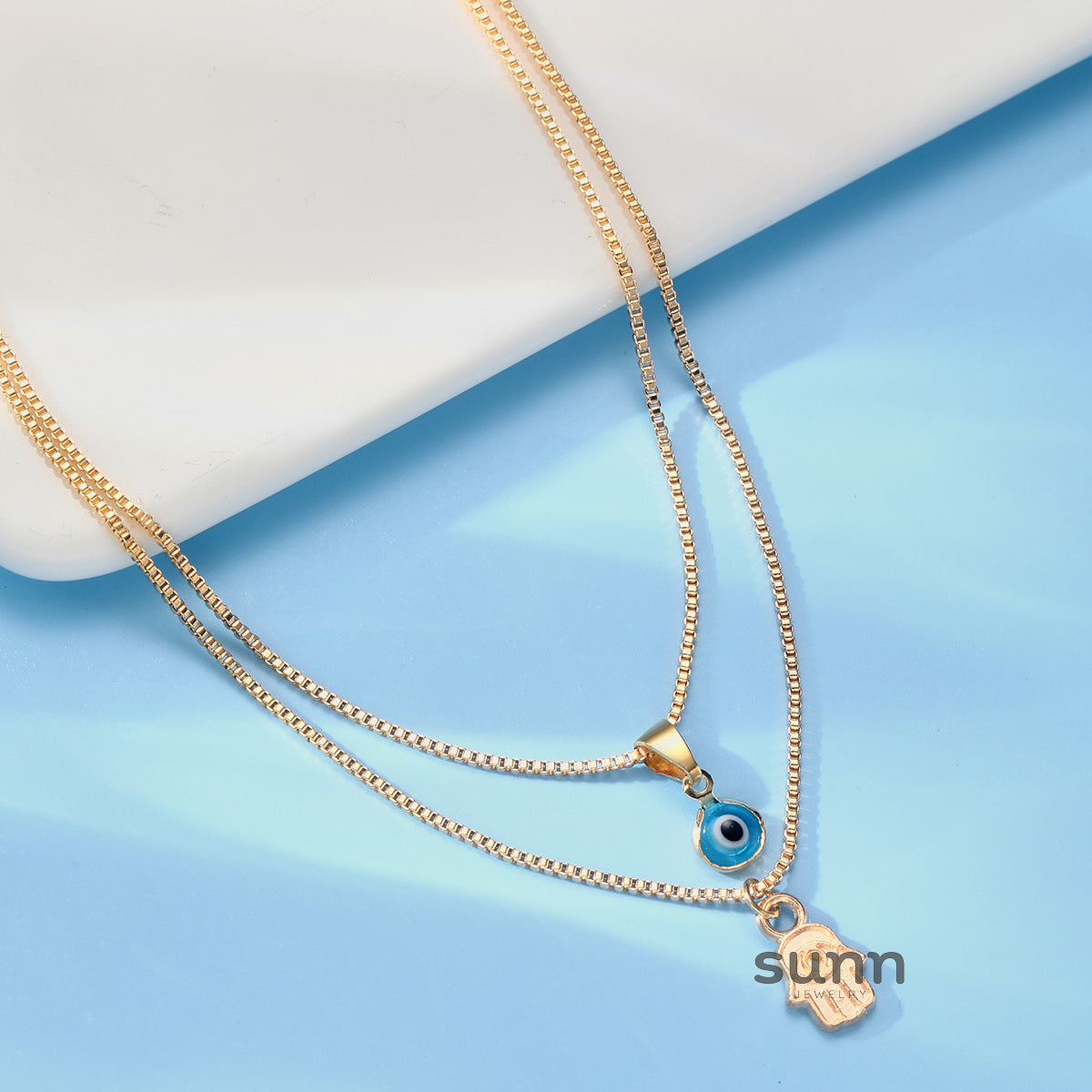 Shaylynn Evil Eye Palm Necklace Set [7LKDIVYA]