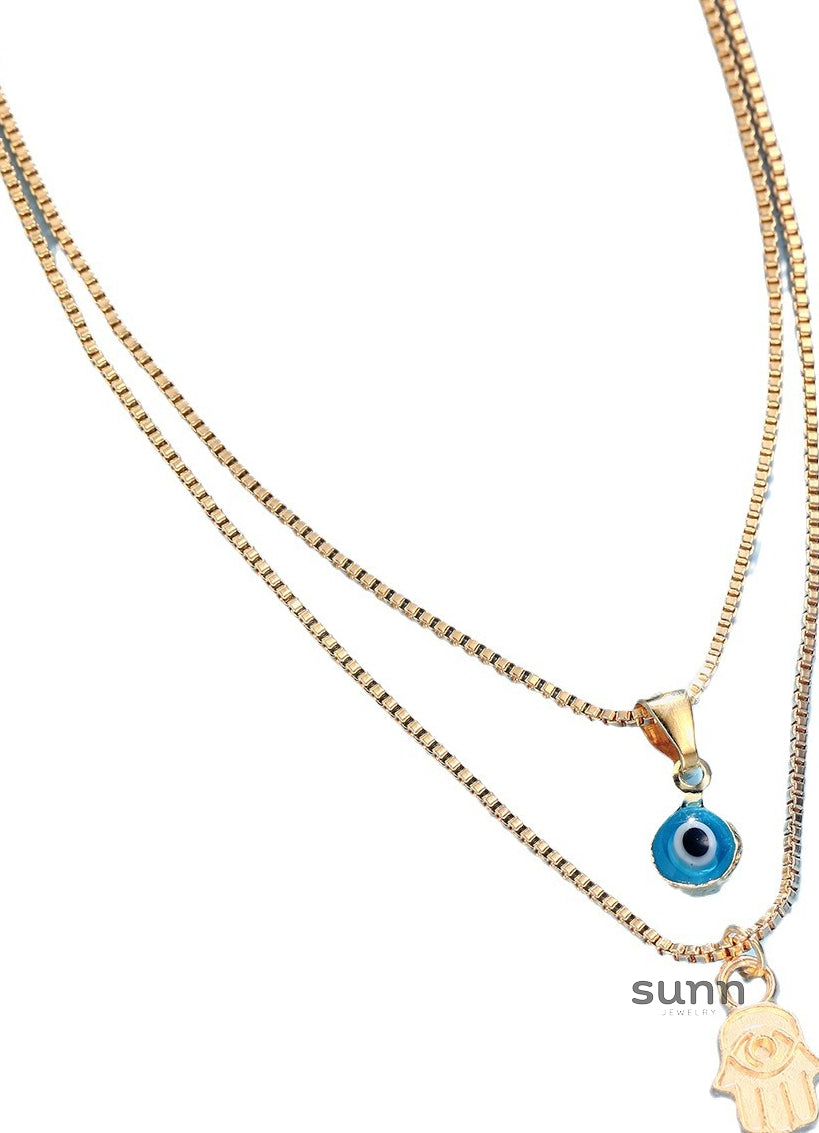 Shaylynn Evil Eye Palm Necklace Set [6NFT890W]