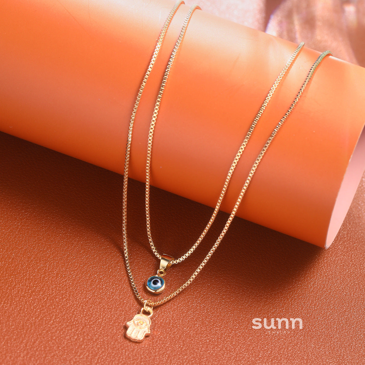 Shaylynn Evil Eye Palm Necklace Set [E6H38SP1]