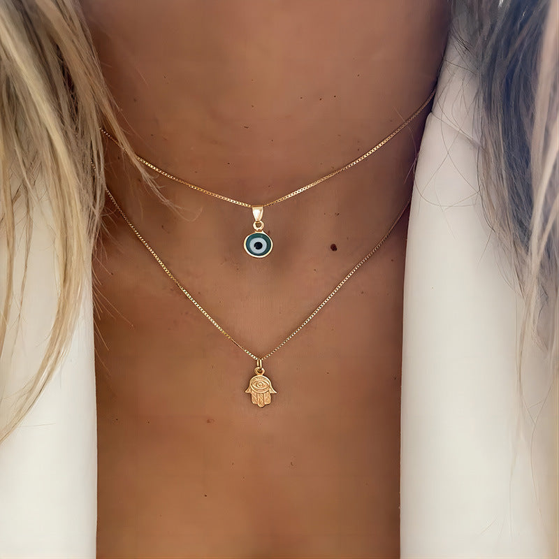 Shaylynn Evil Eye Palm Necklace Set [JFWGYSI9]