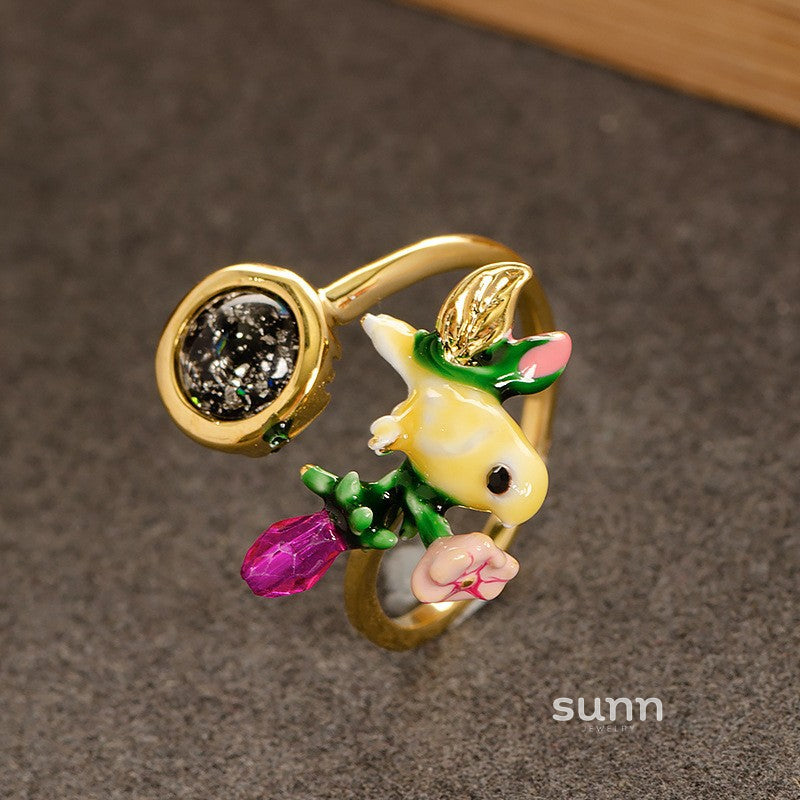 Sherlyn Floral Zircon Open Ring [9EX9H5LO]