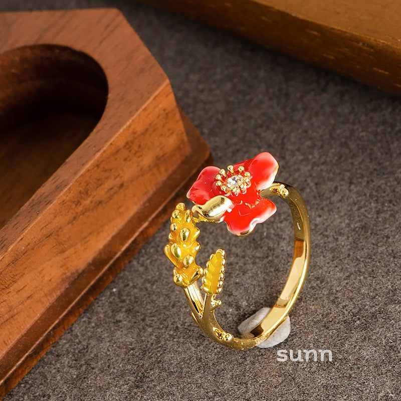 Sherlyn Floral Zircon Open Ring [UQTQDMZD]