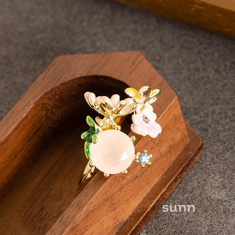 Sherlyn Floral Zircon Open Ring [0X3KECF0]