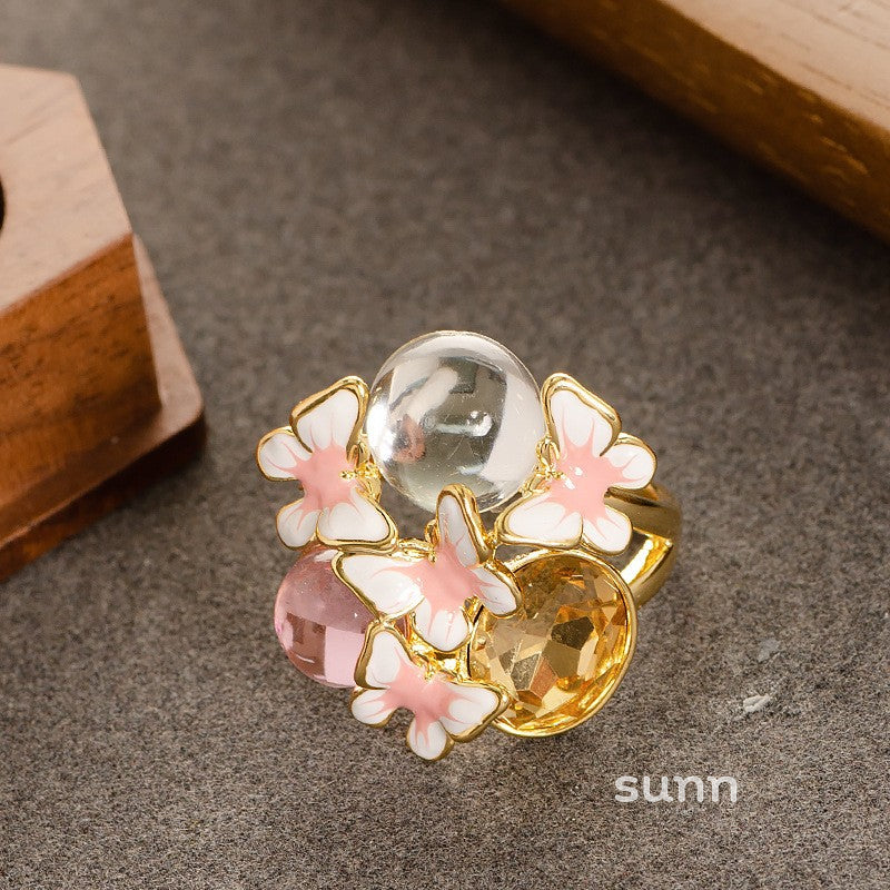 Sherlyn Floral Zircon Open Ring [Q6RHHG67]