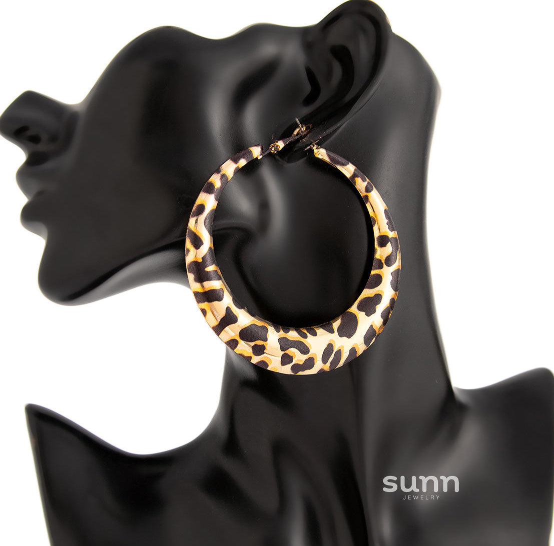 Sherlyn Leopard Print Hoop Earrings [I0RBNSJY]