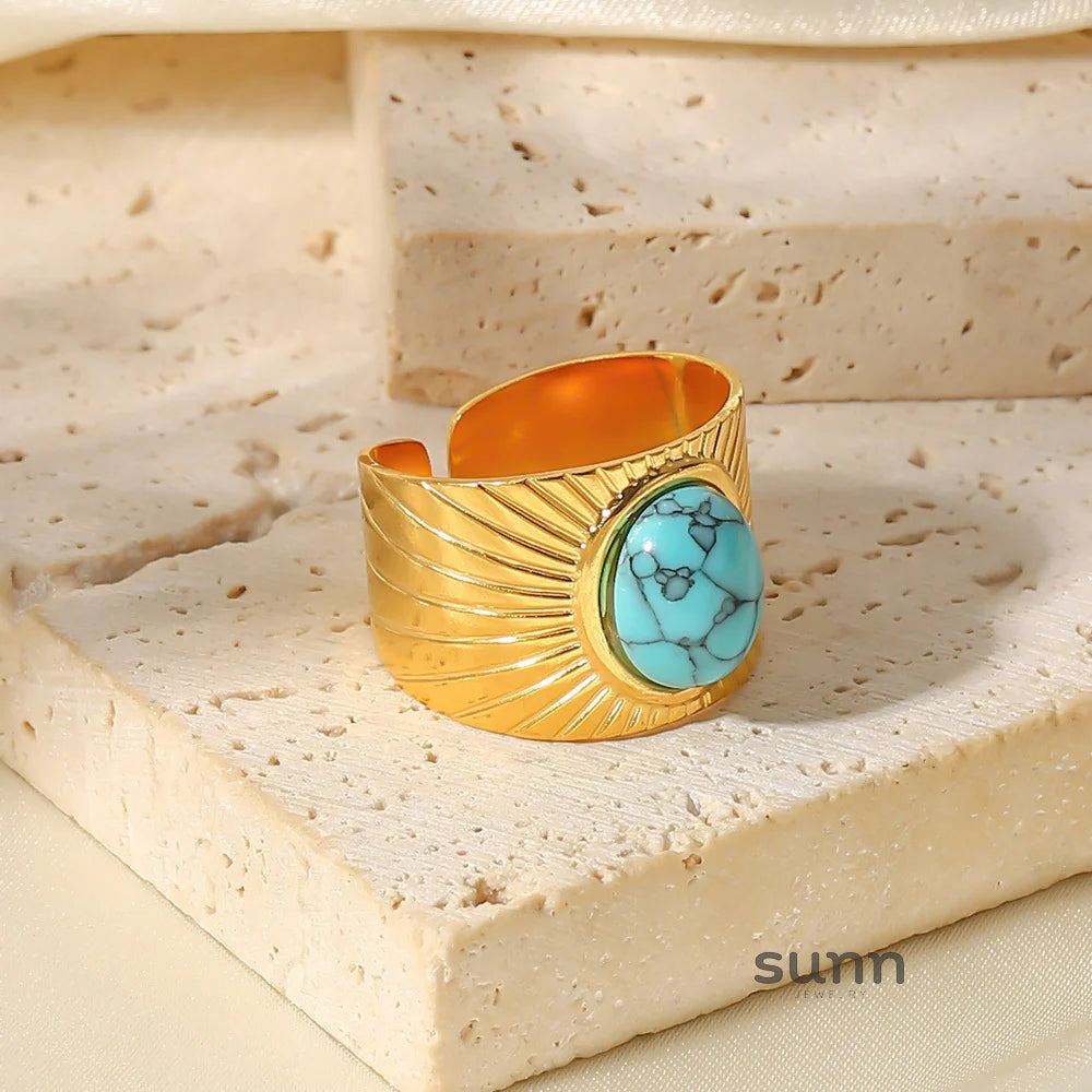 Sherry Gold Turquoise Open Ring