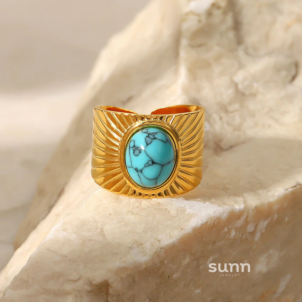 Sherry Gold Turquoise Open Ring