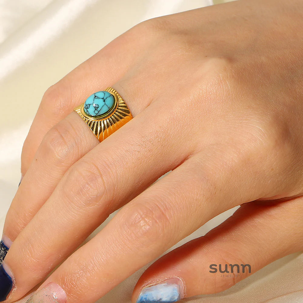 Sherry Gold Turquoise Open Ring