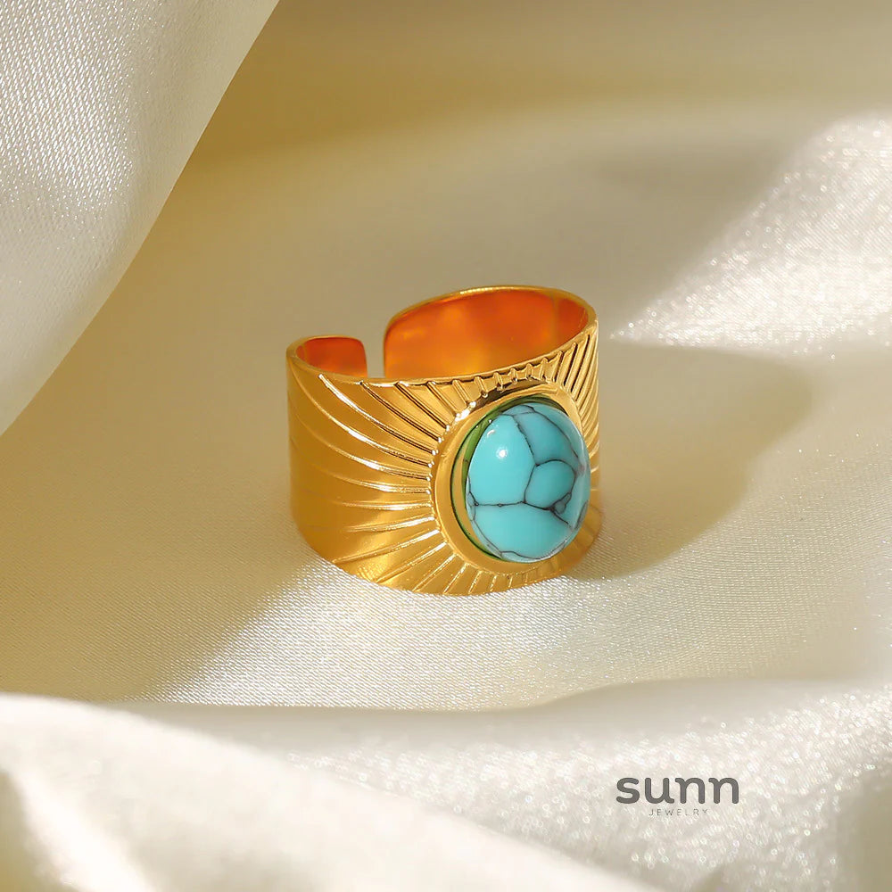 Sherry Gold Turquoise Open Ring