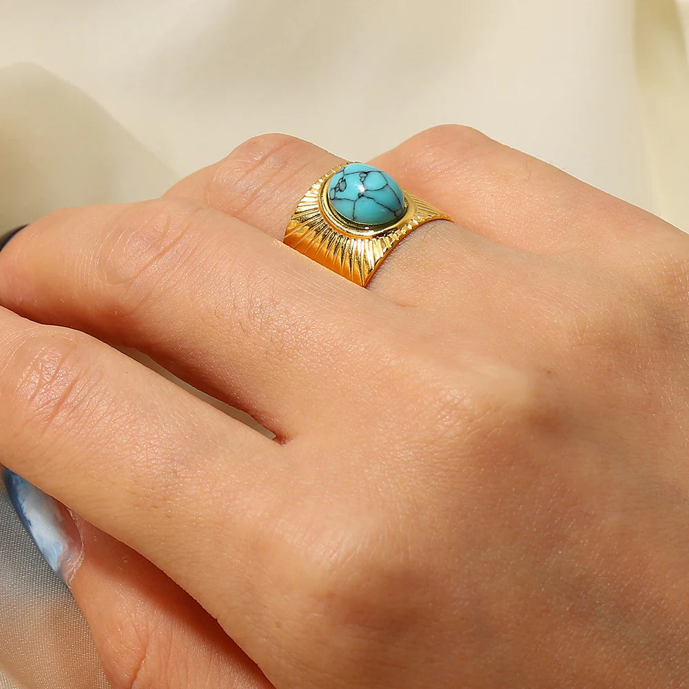 Sherry Gold Turquoise Open Ring