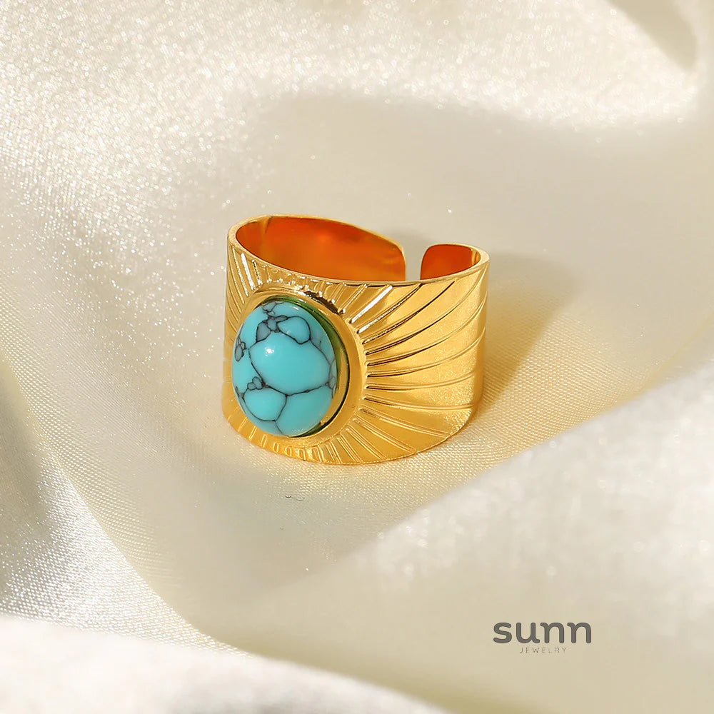 Sherry Gold Turquoise Open Ring