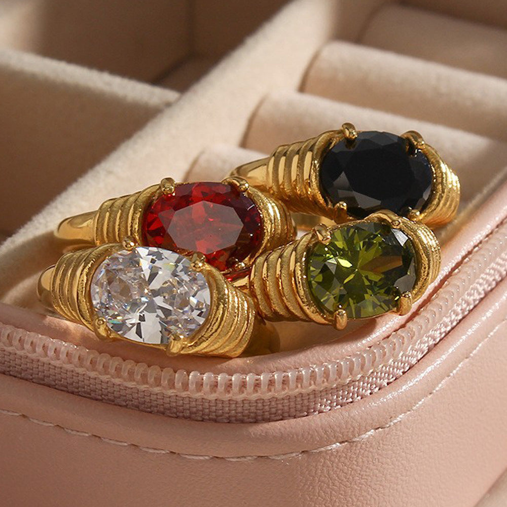 Shoshana Oval Zircon Ring [POGK5KO4]