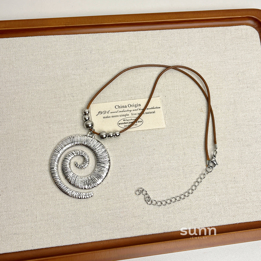 Shoshana Spiral Leather Necklace [Y523P5LF]