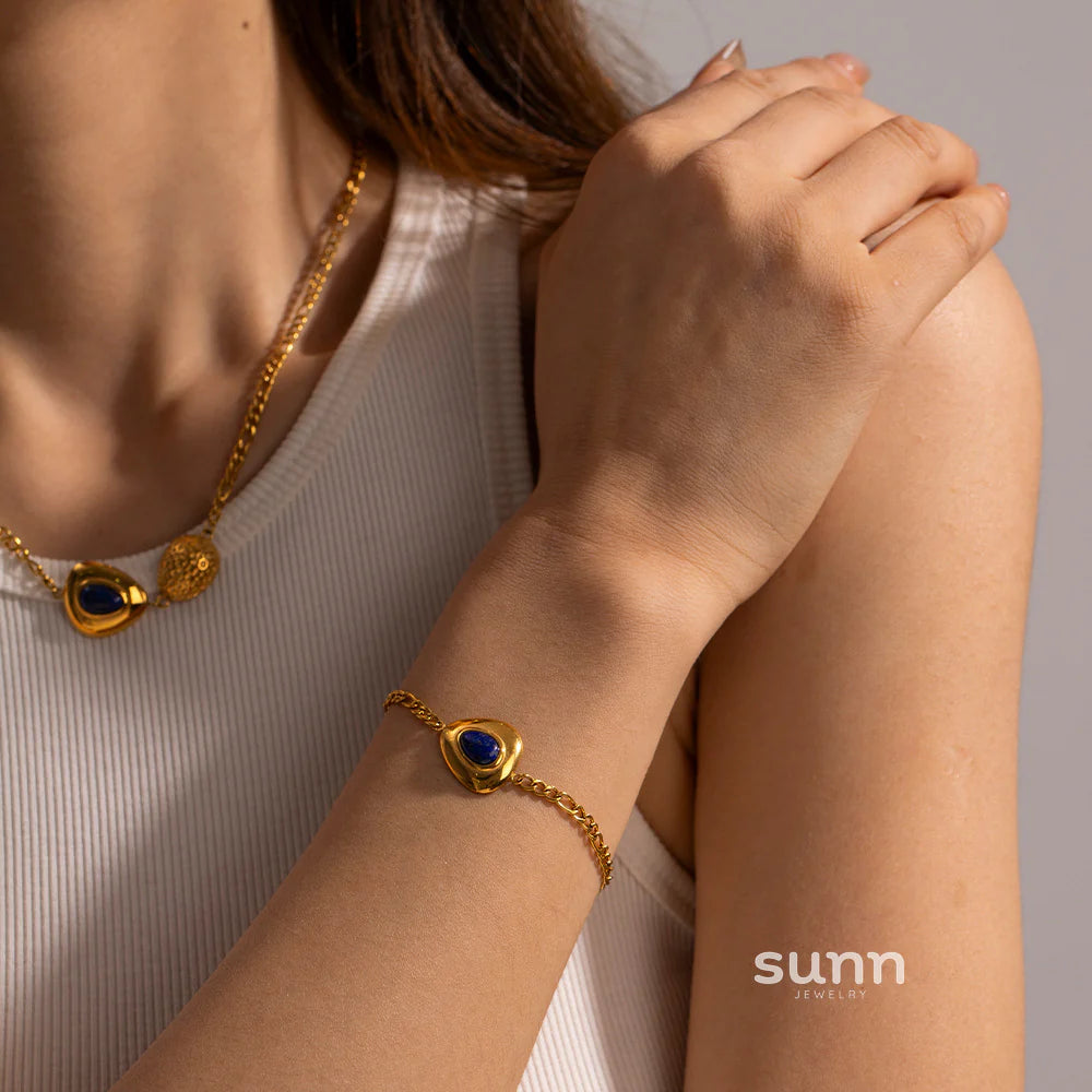 Shriya Lapis Necklace Bracelet Set