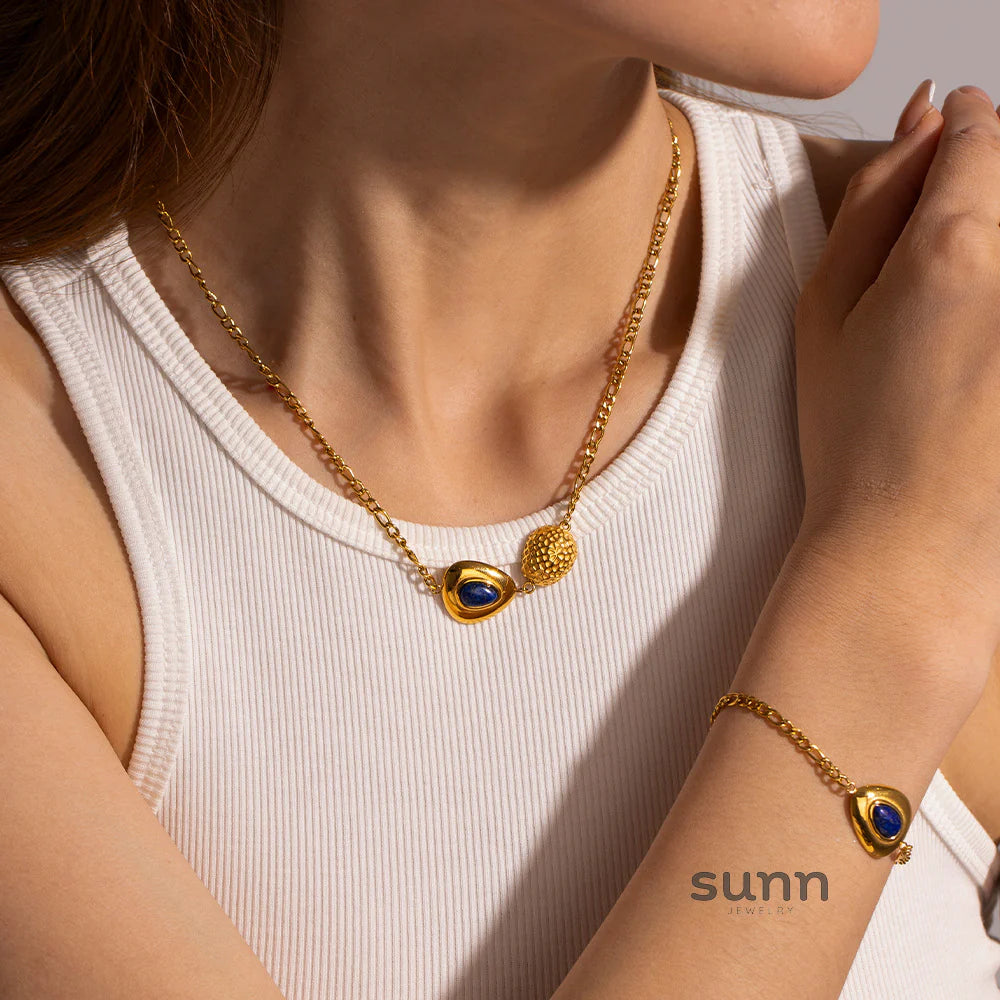 Shriya Lapis Necklace Bracelet Set