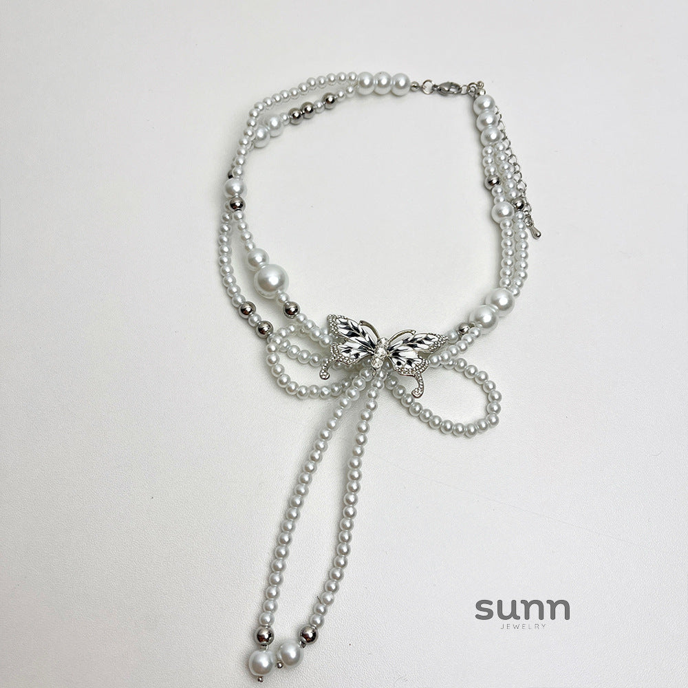 Sienna Butterfly Pearl Choker [5UUFOTKS]