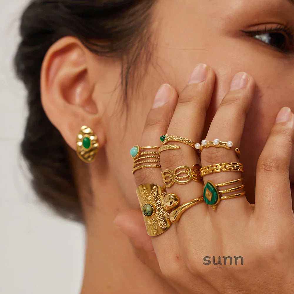 Sienna Malachite Gold Plated Ring