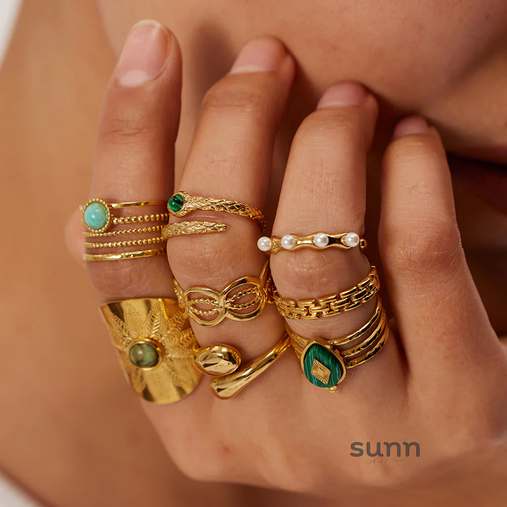 Sienna Malachite Gold Plated Ring