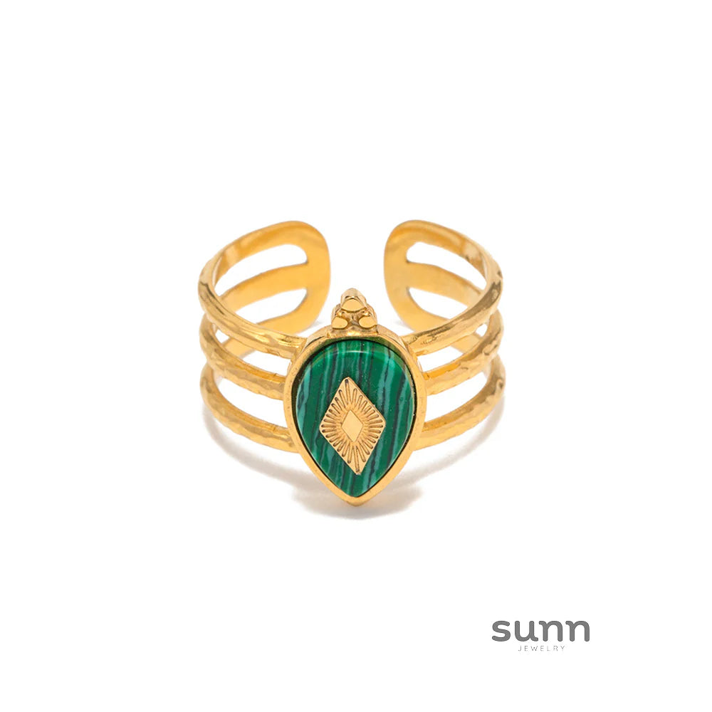Sienna Malachite Gold Plated Ring