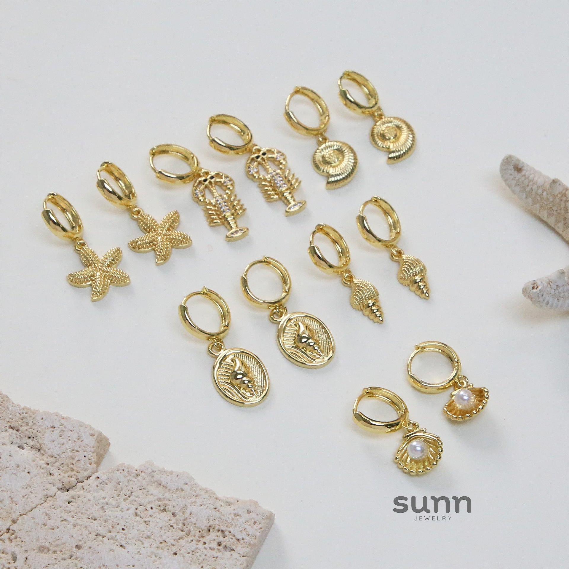 Siham Gold Conch Drop Earrings [RTQQV366]