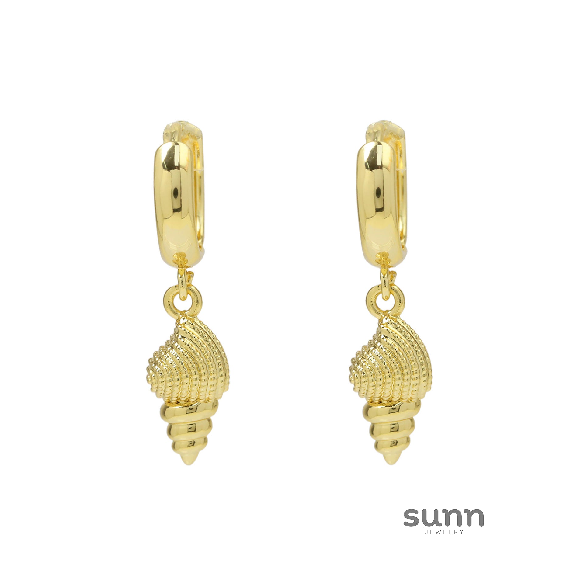 Siham Gold Conch Drop Earrings [340X258V]