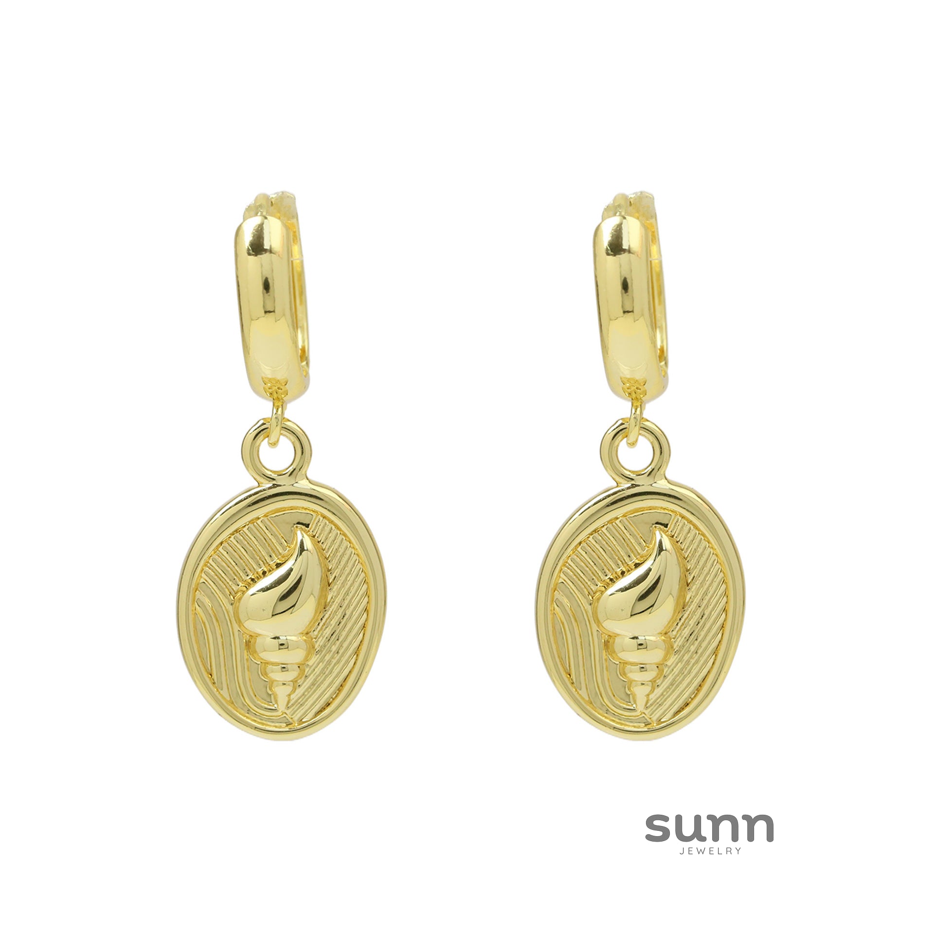 Siham Gold Conch Drop Earrings [N74060S9]