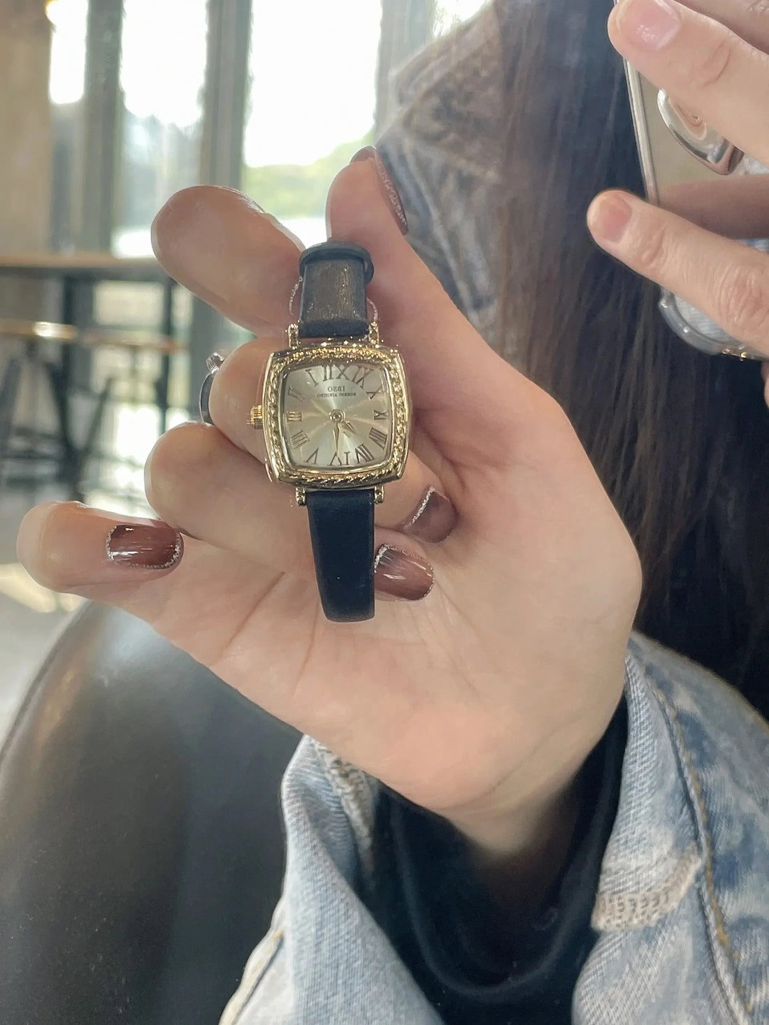 Silver Square Leather Watch