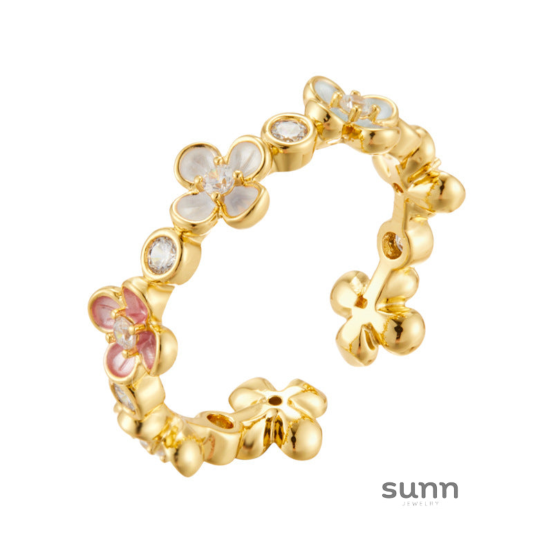 Simran Floral Enamel Ring [H8DB658I]
