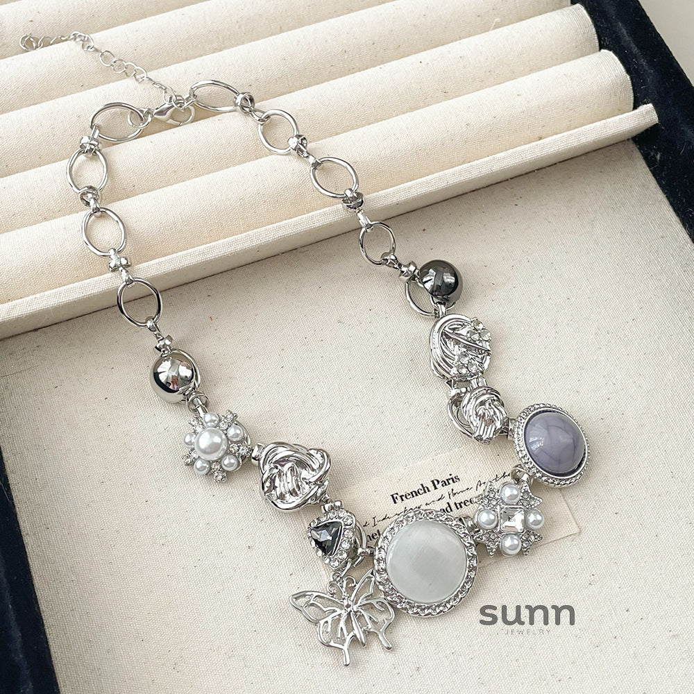 Sitara Butterfly Cat's Eye Choker [NK9AHIJM]