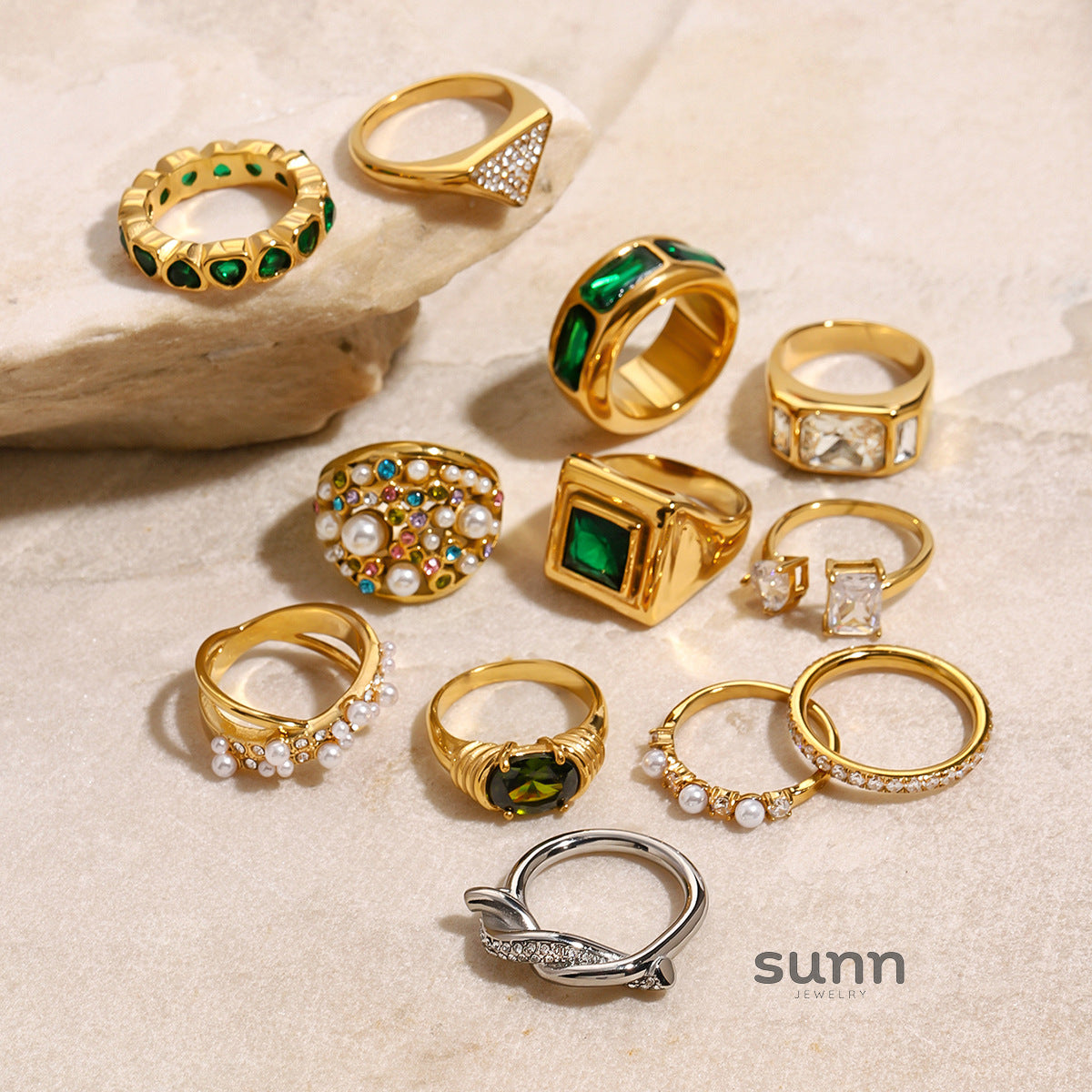 Siyona Elegant Pearl Zircon Rings [21YQSMYS]
