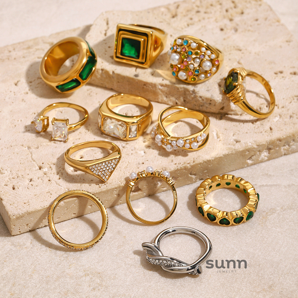 Siyona Elegant Pearl Zircon Rings [5REBD6WI]