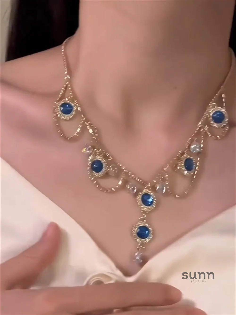 Skarlett Shimmering Blue Zircon Necklace