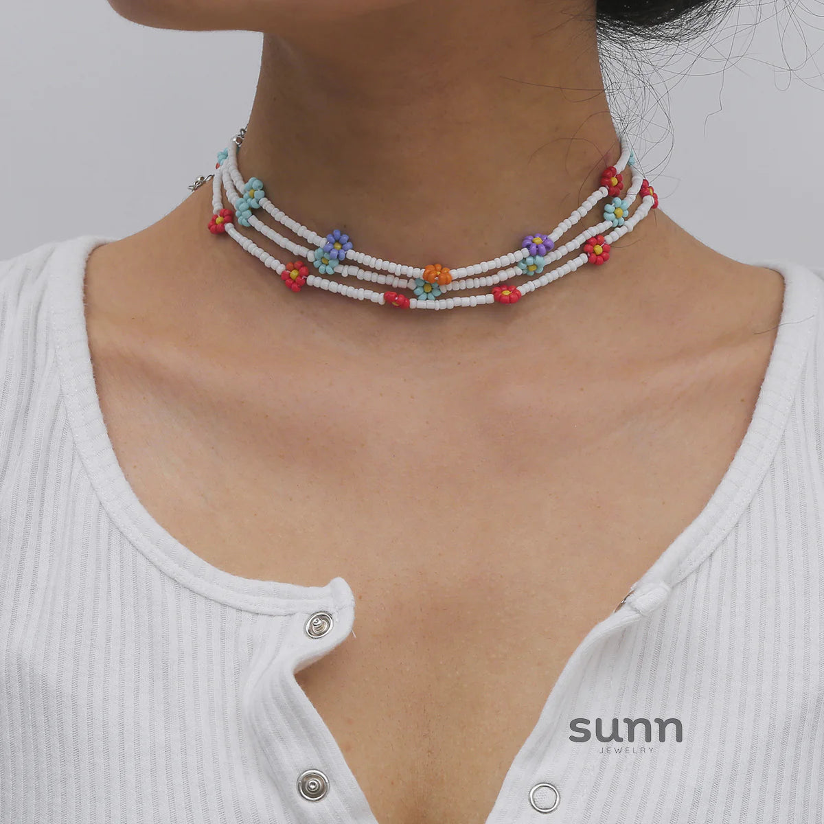 Skyla Floral Beaded Necklace
