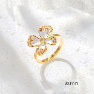Skylan Enamel Flower Open Ring [K9INULWX]